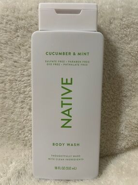 Native Cucumber & Mint Body Wash - White with Green Text